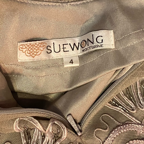 FINAL PRICE DROP Sue Wong Nocturne beaded lace cocktail dress,silver/lavender, - Picture 15 of 16